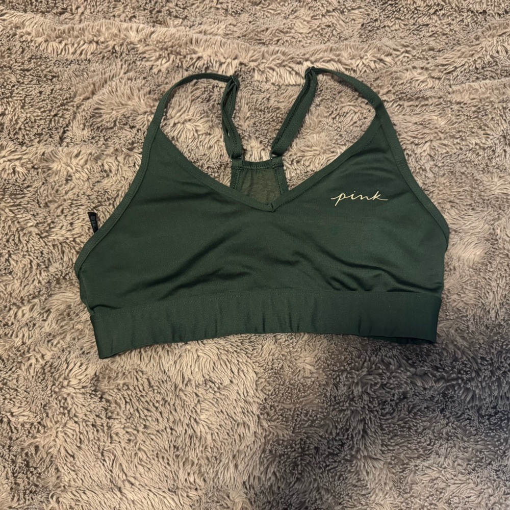 PINK Victoria's Secret Dark Green Sports Bra